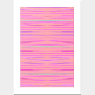 Sunset Stripes - Pink Turquoise Posters and Art